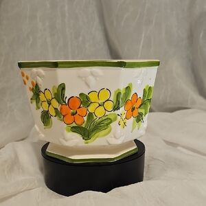Floral White and Green Vase